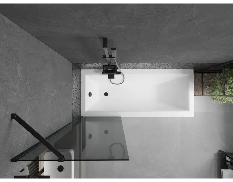 Mexen Next, vaňová zástena 1-krídlová 60 x 150 cm, fixné krídlo, 6 mm šedé sklo, čierny profil, 895-060-000-00-40-70