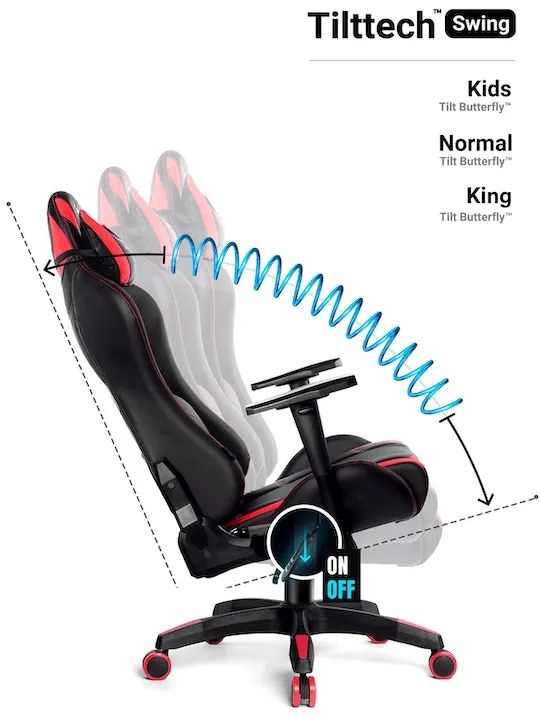 Herné kreslo Diablo X-Ray King Size: čierno-červené Diablochairs