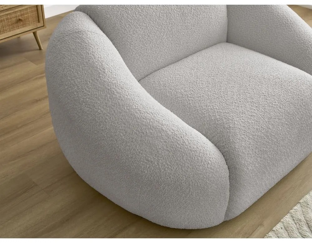 Svetlosivé kreslo z textílie bouclé Tina – Bobochic Paris