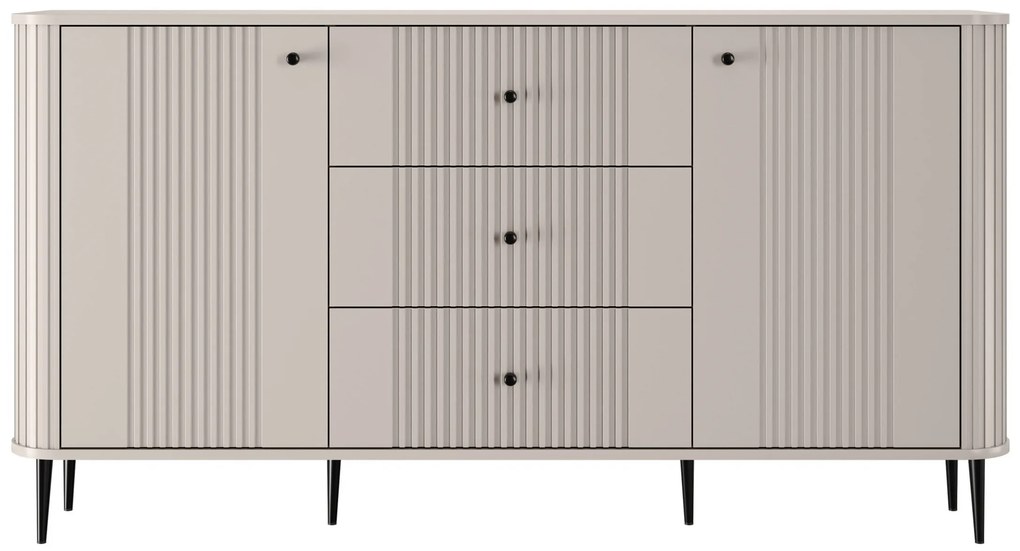 Komoda so zásuvkami Vesper 160 cm na nožičkách - kašmír / čierne nohy