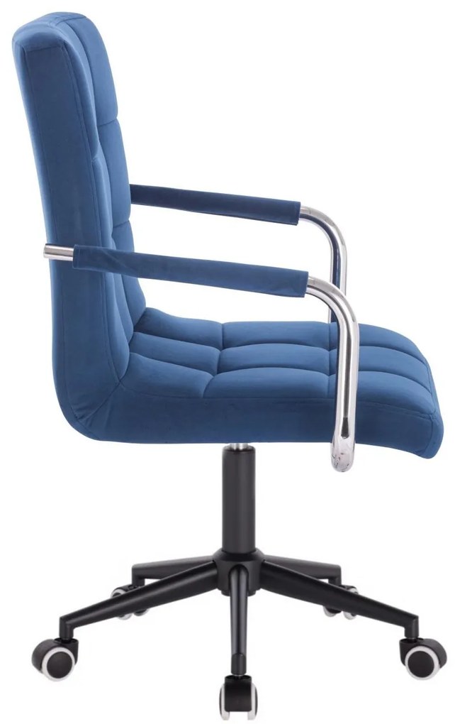 LuxuryForm DESIGN Stolička VERONA VELUR na čiernej podstave s kolieskami - modrá