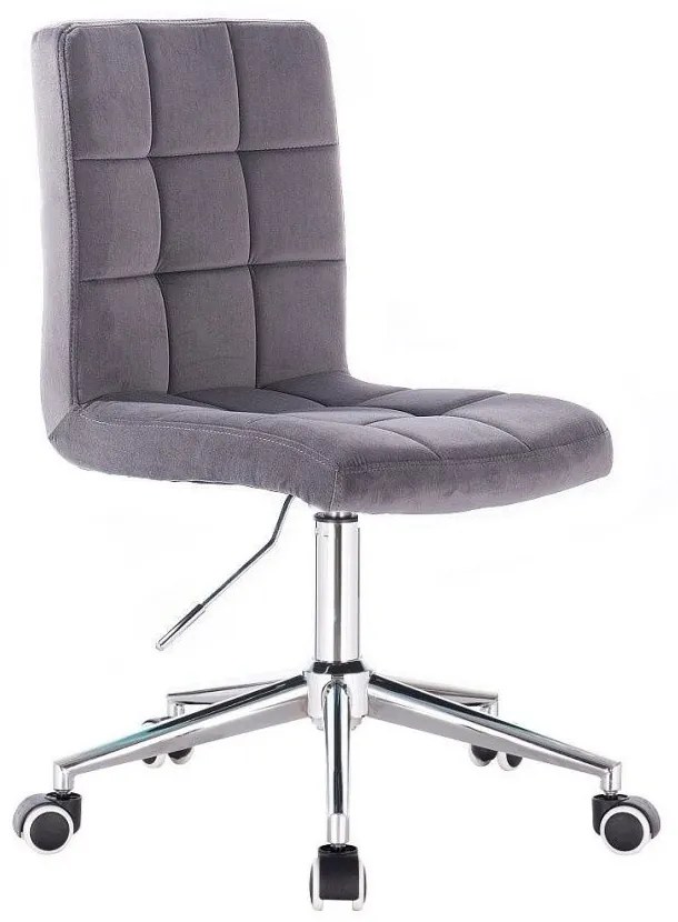 LuxuryForm DESIGN Stolička TOLEDO VELUR na striebornej podstave s kolieskami - tmavo šedá