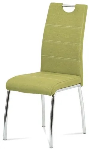 Pekná jedálenská stolička čalúnená zelenou látkou