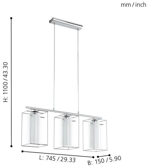Eglo 94378 - Luster LONCINO 1 3xE27/60W/230V