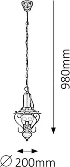 Rabalux ENNAI závesný lampáš max. 1x40W | E14 | IP20 - tmavé drevo, čierna