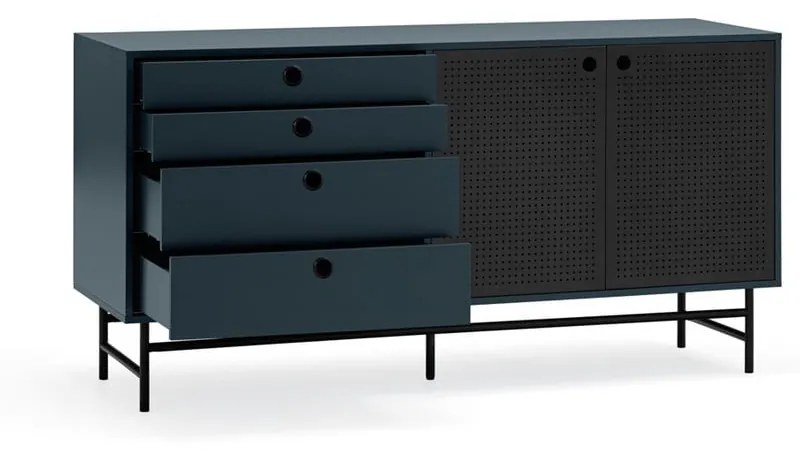Čierno-modrá komoda Teulat Punto, šírka 150 cm