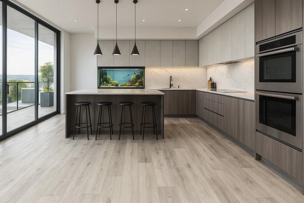 PVC podlaha - lino Ambient Silk Oak 916L, na mieru, šíře 3m,4m, šedá, bez podkladu, chodba / predsieň, Beauflor