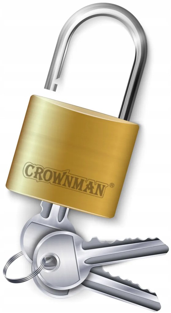 CROWNMAN 20mm mosadzný visiaci zámok s tromi náhradnými kľúčmi