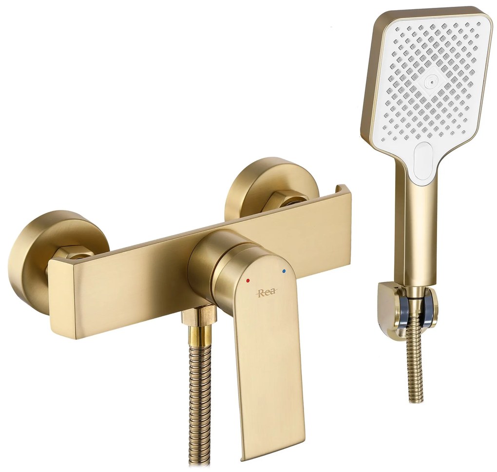 Rea Hass, sprchová batéria s ručnou sprchovou súpravou, zlatá matná, REA-B6403