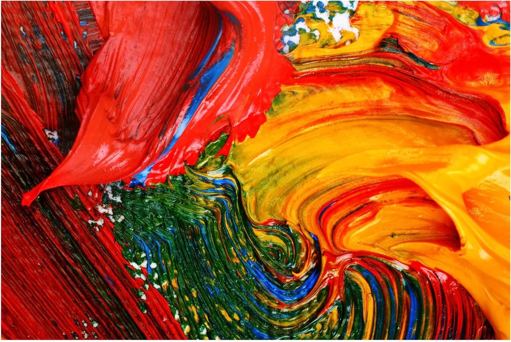 Obraz - Modrenie abstrakcie štetcom (90x60 cm)