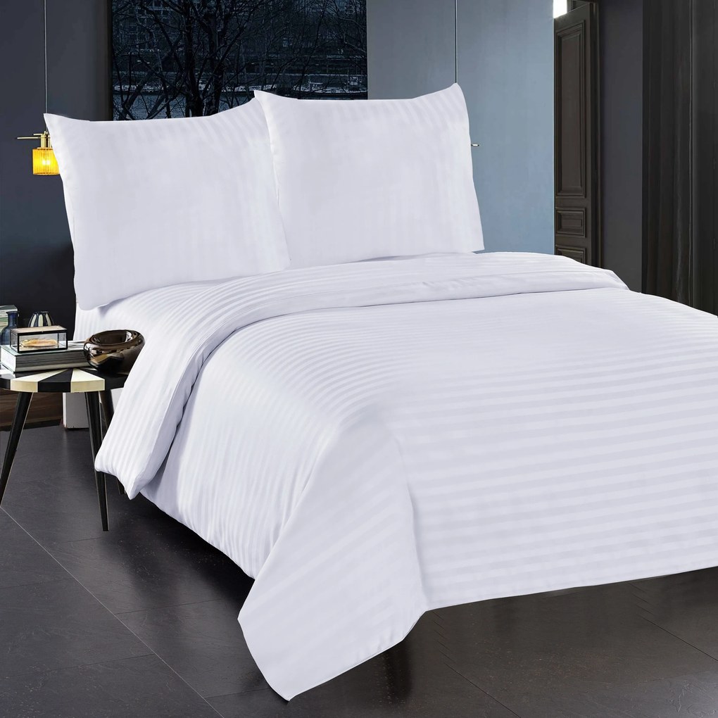 Hotelové obliečky z mikrovlákna JASMINE biele - prúžok 2 cm Rozmer obliečky: 70 x 80 cm | 140 x 200 cm