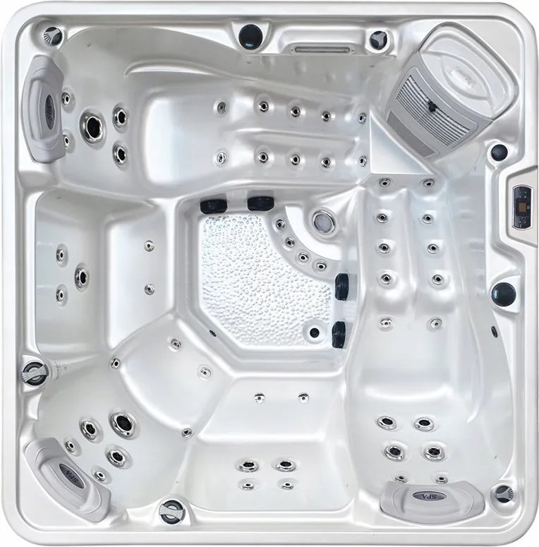 5-miestne záhradné kúpele 51 trysiek akryl Biela perla puzdro Šedá 220x220