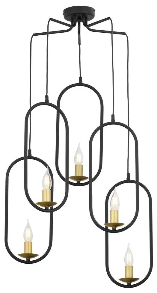 Jupiter 1811 - PI5 E14 - Luster na lanku PONTI 5xE14/40W/230V čierna