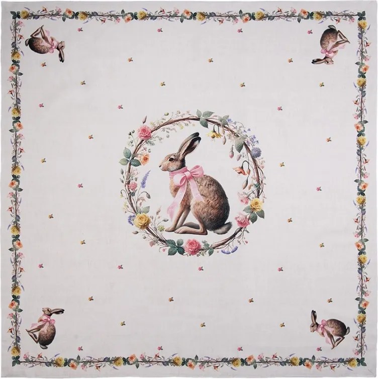 Obrus zajac s kvetmi Easter Whispers Collection - 100*100 cm