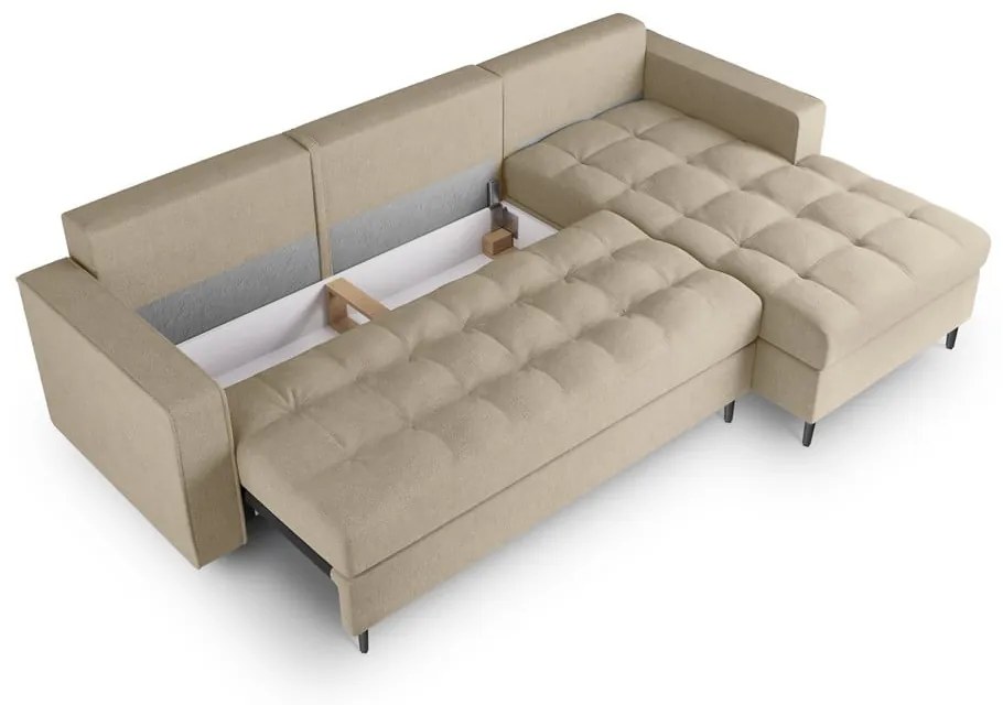 Béžová rozkladacia rohová pohovka Milo Casa Santo, pravý roh