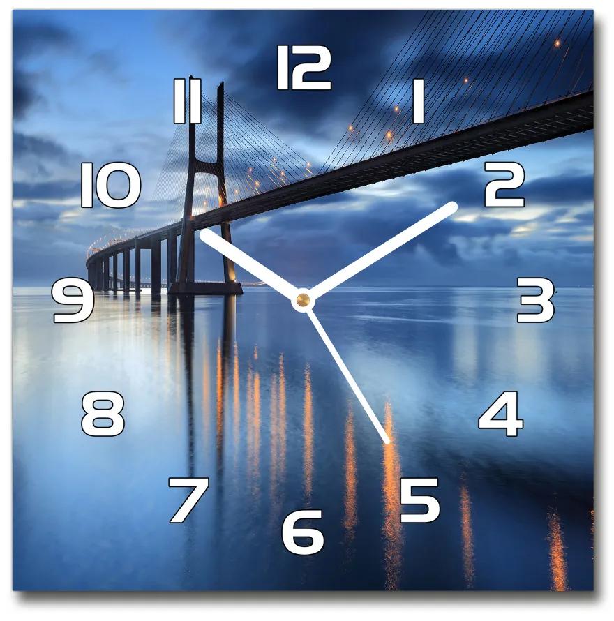 Sklenené hodiny štvorec Osvetlený most pl_zsk_30x30_f_48644304