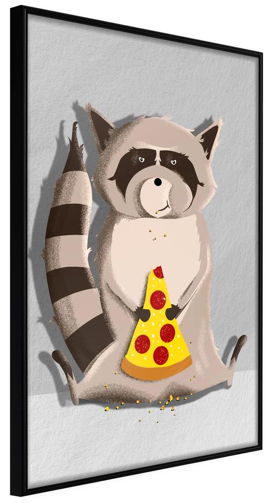 Artgeist Plagát - Gourmand Raccoon [Poster] Veľkosť: 40x60, Verzia: Zlatý rám s passe-partout