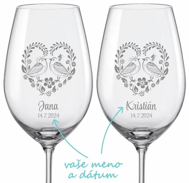 Svadobné poháre na víno Folklor, 2ks