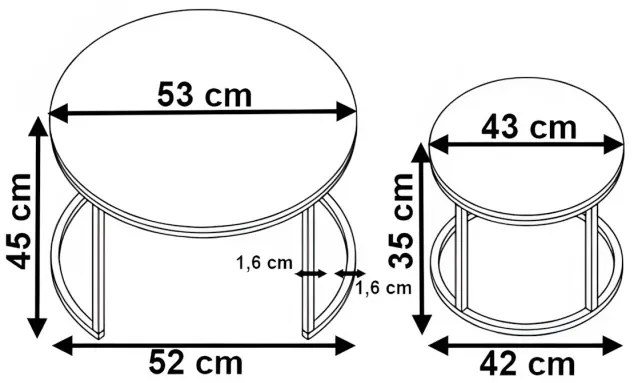 Sada 2 konferenčných stolíkov GALEN čierny mramor