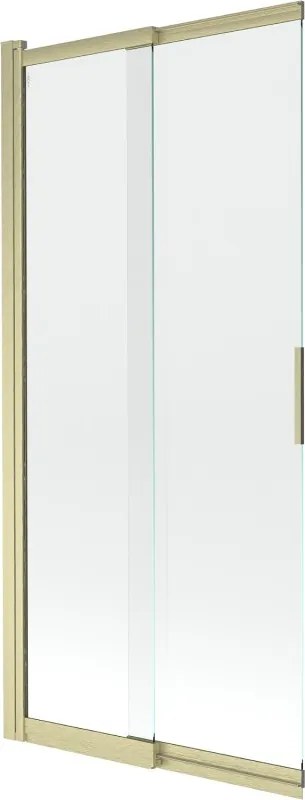 Mexen Fox, 2-krídlová posuvná vaňová zástena 85 × 150 cm, 5mm číre sklo, zlatý matný profil, 891-085-002-55-00