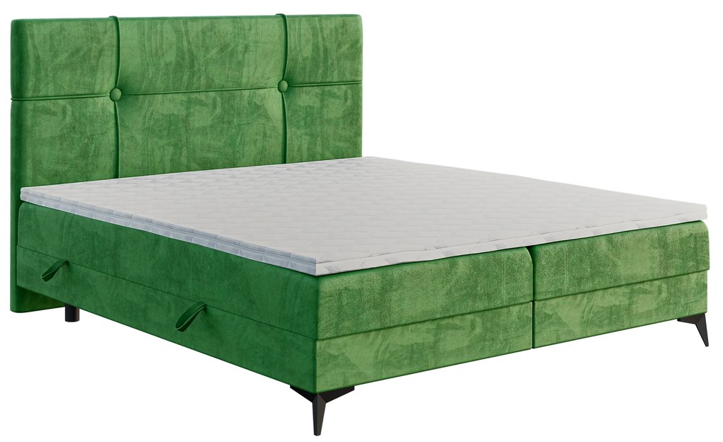 Kontinentálna posteľ 200 cm Nivela (zelená) (s matracom a úl. priestorom). Vlastná spoľahlivá doprava až k Vám domov. 1054618