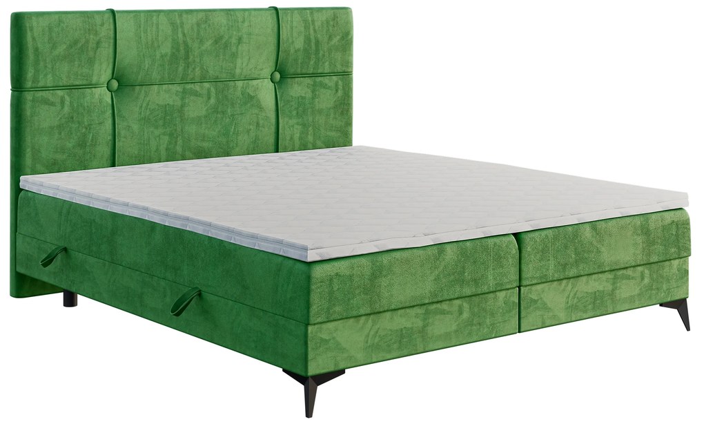 Manželská posteľ boxspring 200 cm Nivela (zelená) (s matracom a úl. priestorom). Akcia -20%. Vlastná spoľahlivá doprava až k Vám domov. 1054618