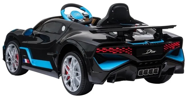 LEAN TOYS Elektrické autíčko Bugatti Divo Lakované - čierne - MOTOR 2x45W - BATÉRIA 12V7Ah 2023