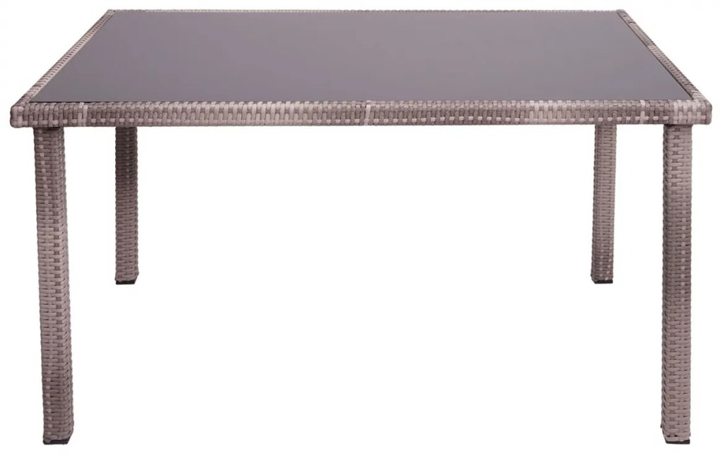 Záhradný stôl HWC-G19, polyratan,120x75cm - sivohnedá