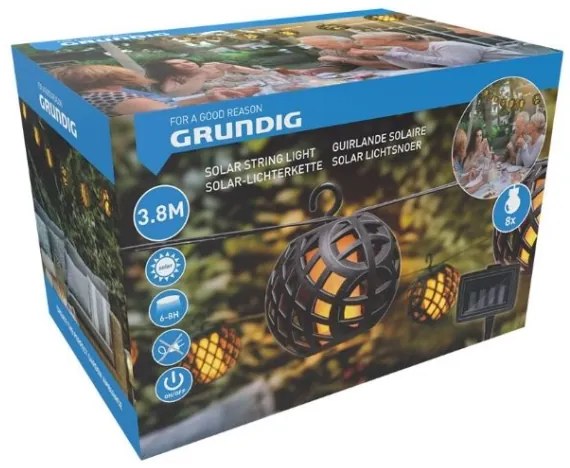 LED Solárna reťaz 3,8m 8xLED/1,2V