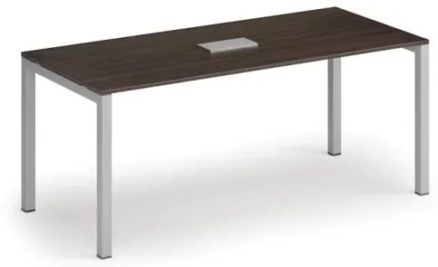Stôl SQUARE 1800 x 800 x 750, wenge + stolová zásuvka TYP IV, strieborná