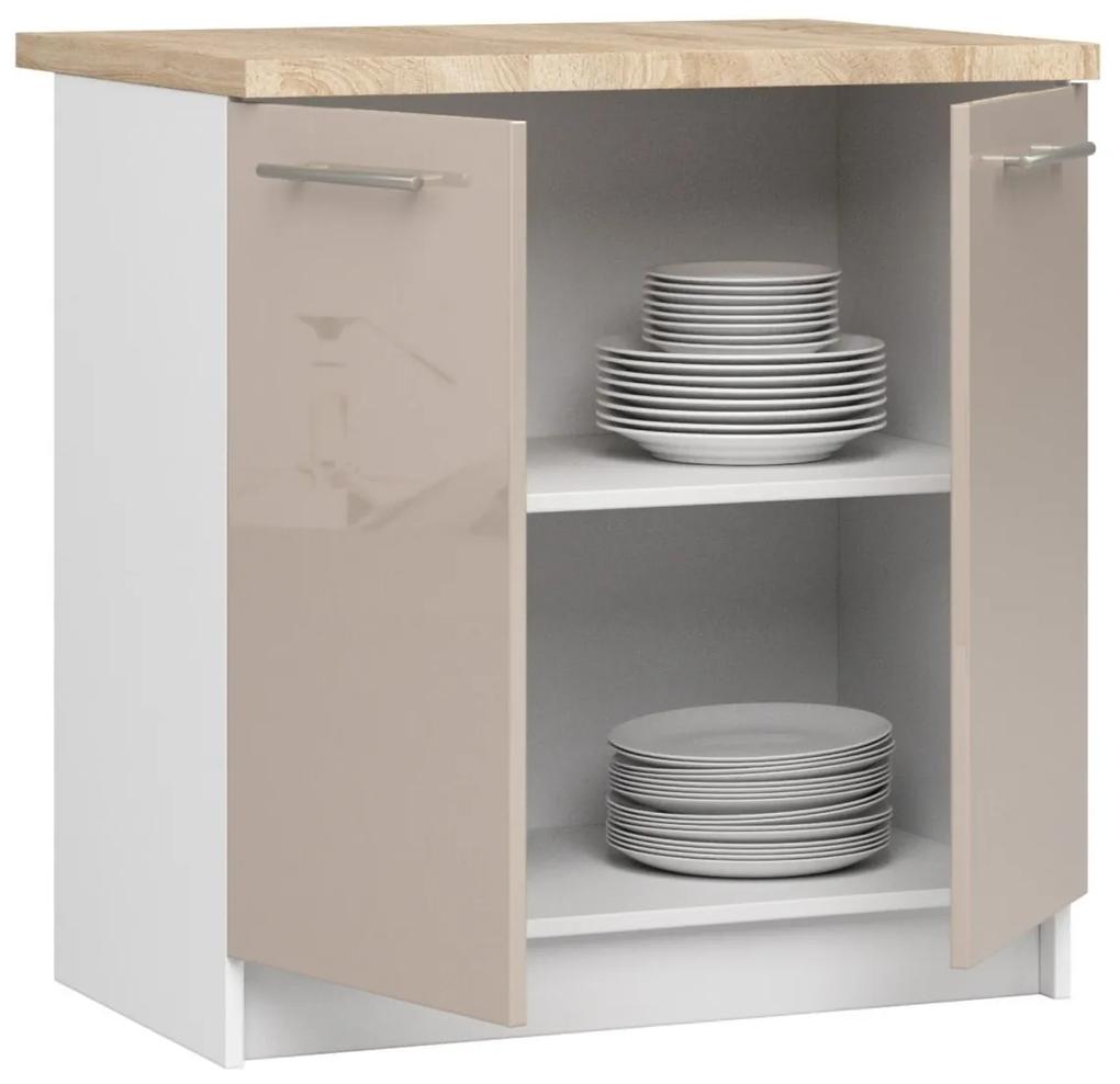 Kuchyňská skříňka Olivie S 80 cm 2D bílá/cappuccino lesk