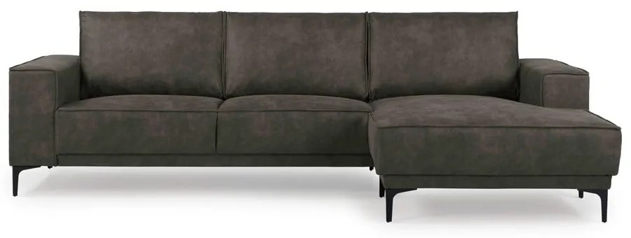 Antracitová rohová pohovka z imitácie kože (pravý roh) Copenhagen – Scandic
