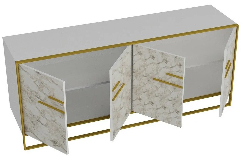 Skrinka Polka Gold and White