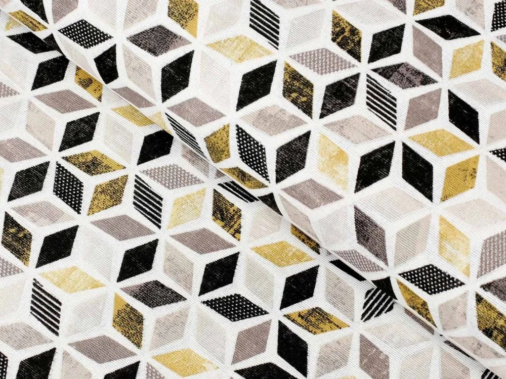 Biante Dekoračný záves Leona LN-065 Zlato-čierna mozaika 130x210 cm
