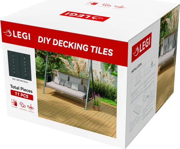 WPC dlaždica LEGI BASE 30 x 30 cm, čierna