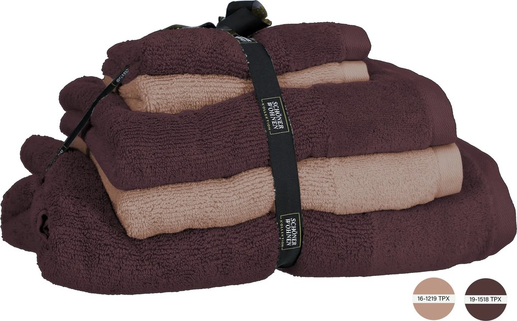 XXXLutz SADA FROTÉ UTERÁKOV, staroružová, tmavočervená Schöner Wohnen - Kúpeľňový textil - 003021160404
