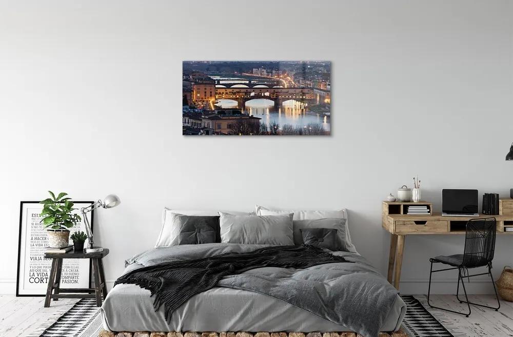 Sklenený obraz Italy Bridges noc rieka 125x50 cm