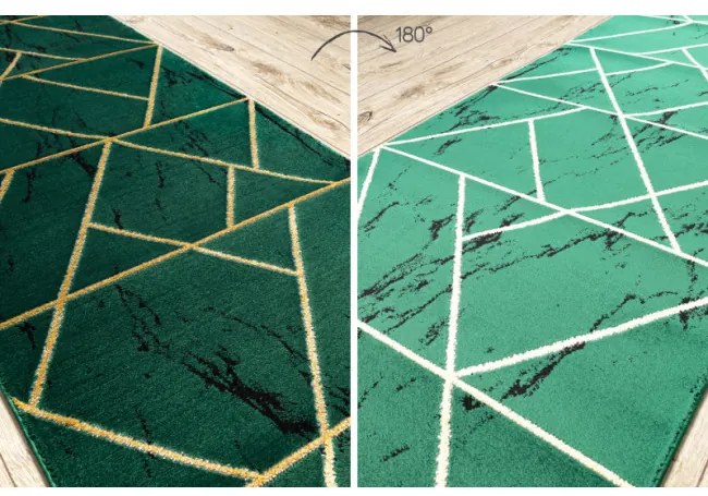Behúň EMERALD exkluzívny 1012 glamour, marmur, geometrický zelený / zlatý - Výpredaj