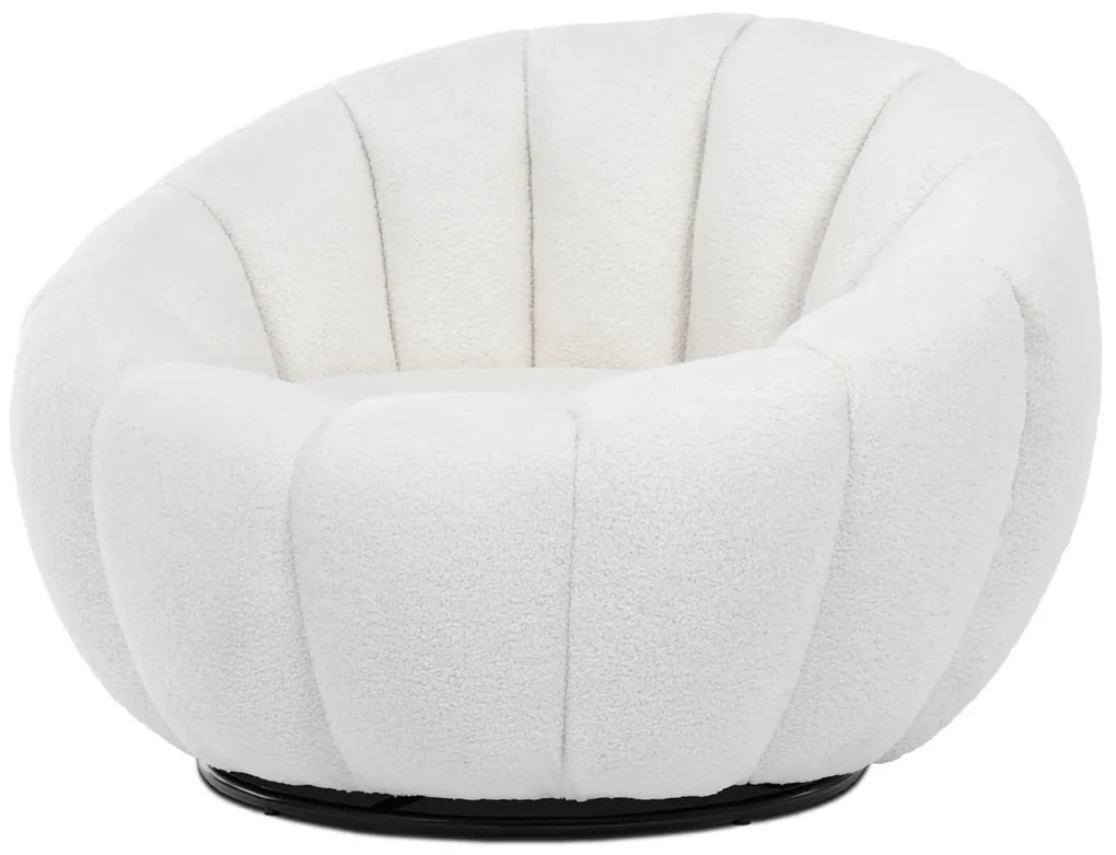 Autronic - Křeslo relaxační, látka bílá Bouclé, otočné. - AK-341 WT2