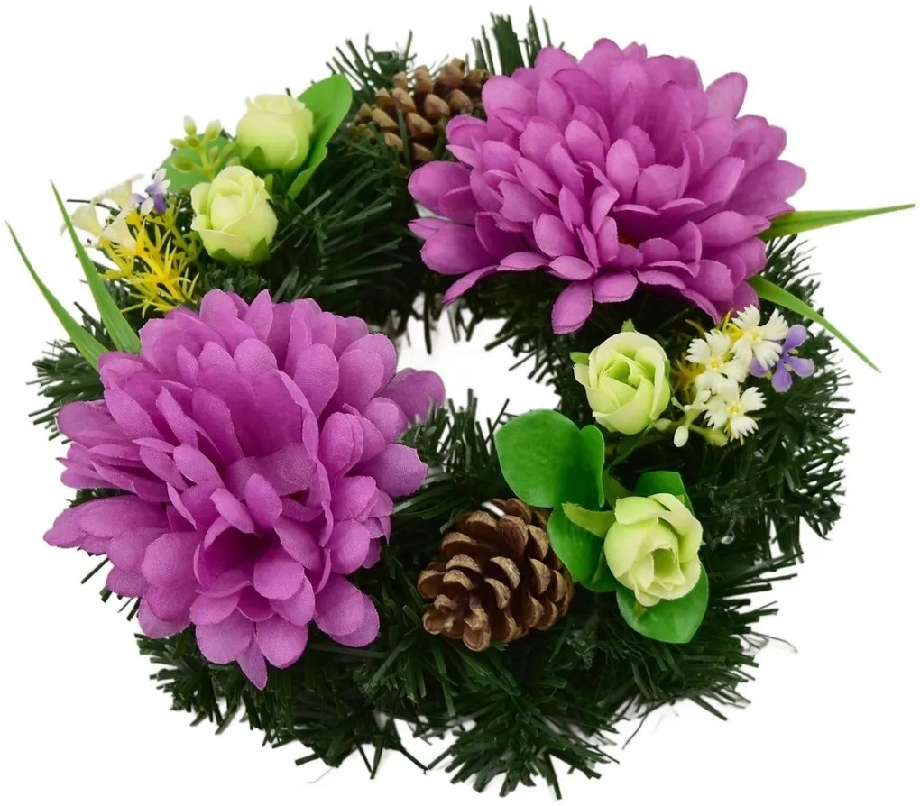 Dušičkový venček Fialové chryzantémy, 20 cm