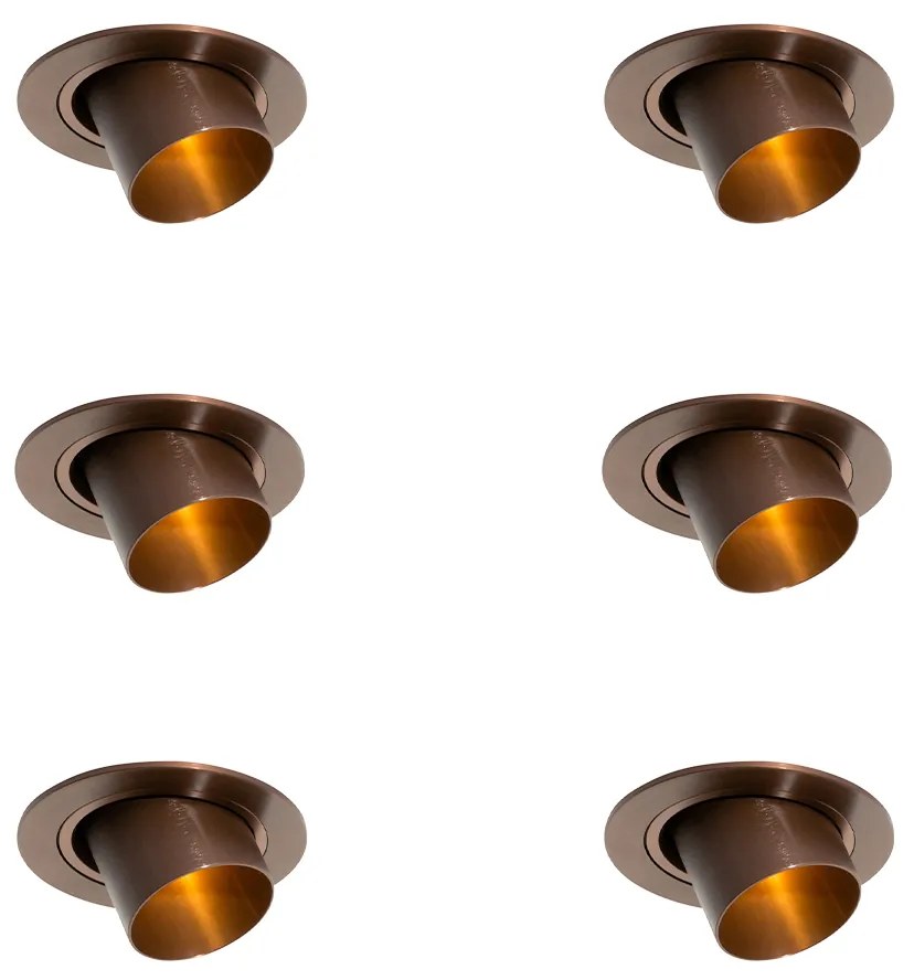 Sada 6 zapustených bodových svetiel tmavý bronz GU10 35 mm okrúhle naklápacie - Installa