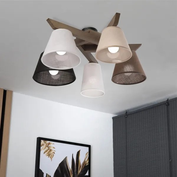 Brilagi - LED  Prisadený luster ANTHONY 5xE14/40W/230V dub orech