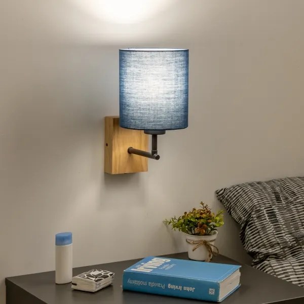 Brilagi - Nástenná lampa NUBILA WOOD 1xE27/25W/230V dub/tmavomodrá