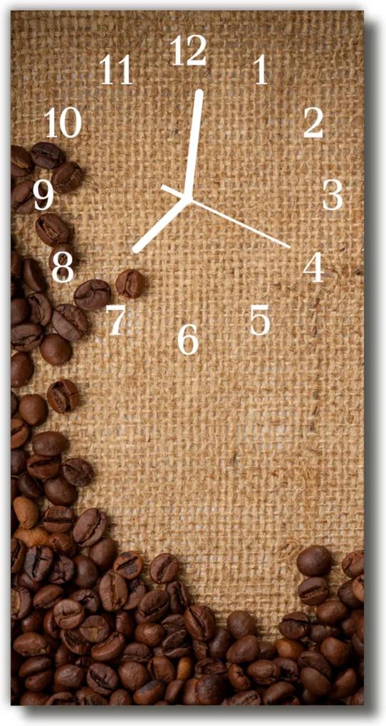 Nástenné hodiny vertikálne  Kuchynská zrná hnedé kávy