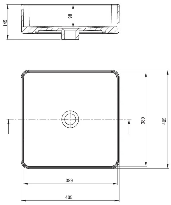 Deante Square, keramické umývadlo na dosku 405x405x145mm, biela lesklá, DEA-CGS_6U4S