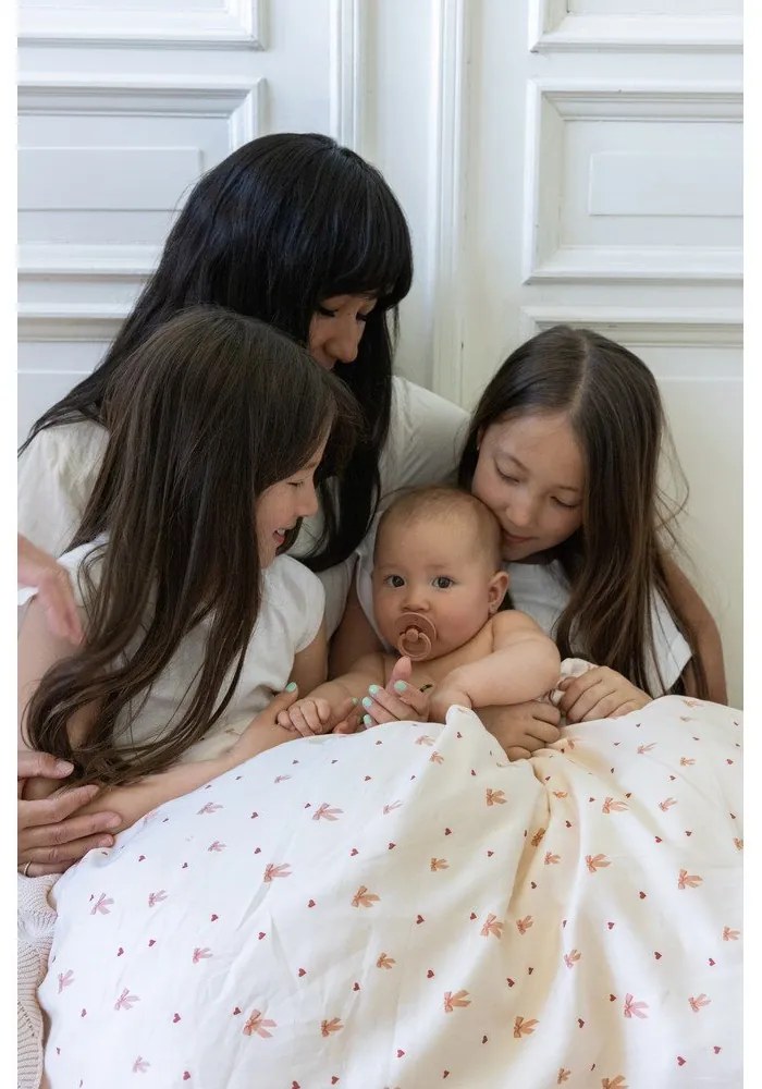 Svetložltá/ružová detská obliečka do postieľky z Bio bavlny 100x140 cm Bows – Cam Cam Copenhagen