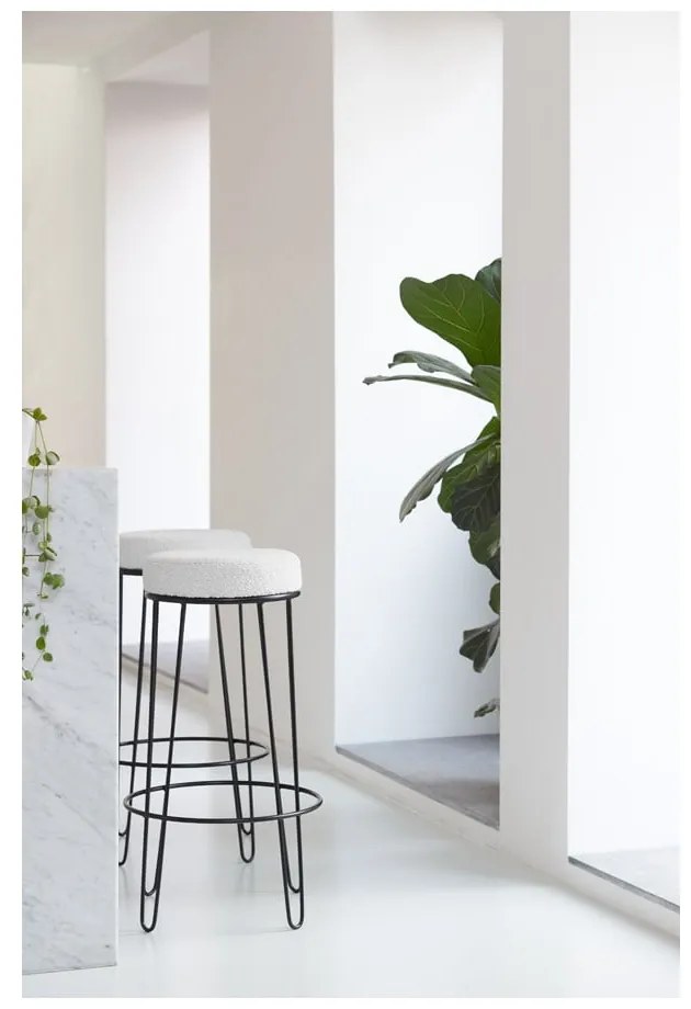 Biela čalúnená barová stolička (výška sedadla 73 cm) Alice – Light & Living