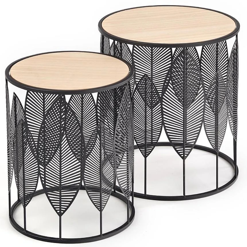 Konferenčný stolík Folla prírodná/čierna Kpl-2