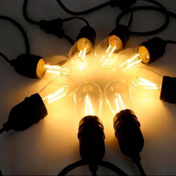LED vonkajší dekoratívny svetelný reťazec 20xE27/1W/230V 20,94 m IP44 čierna