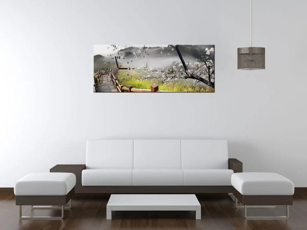 Gario Obraz s hodinami Kvitnúca višňa Rozmery: 100 x 40 cm